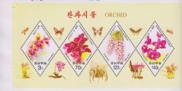 B)KOREA 2007, PROOF ERROR, FLOWERS ORCHID INSECTS BUTTERFLIES, FAUNA, NATURE,  SOUVENIR SHEET, MNH - Corée (...-1945)