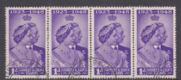 Gilbert And Ellice Islands SG 57 1949 Silver Wedding One Penny Violet Strip 4 Used - Gilbert & Ellice Islands (...-1979)