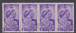 Gilbert And Ellice Islands SG 57 1949 Silver Wedding One Penny Violet Strip 4 Used - Isole Gilbert Ed Ellice (...-1979)