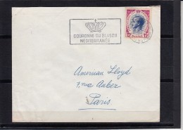 Lettre De   MONACO  Le  15 8 1956 Cachet Pub Au Verso   "  OLD BEACH HOTEL "  Secap COURONNE DU BLASON... - Brieven En Documenten