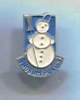 New Year, Neujahr - SNOWMAN SCHNEEMANN, Christmas, Weihnachten, Russian (USSR) Vintage Pin Badge, Abzeichen - Weihnachten