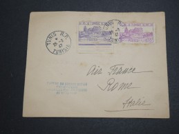 FRANCE / TUNISIE - Enveloppe 1 ère Liaison Aérienne Tunis / Rome En 1947 - A Voir - L 5692 - Posta Aerea