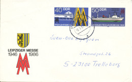 Germany DDR Postal Stationery Cover Leipziger Messe 1986 Sassnitz 10-3-1987 Sent To Sweden - Buste - Usati