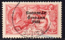 Ireland 1925 5/- Seahorse Narrow Date ´Saorstat´ Overprint, Used (SG84) - Used Stamps