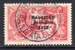 Ireland 1927-8 5/- Seahorse Wide Date ´Saorstat´ Overprint, Used (SG87) - Used Stamps