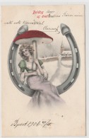 #BV5876 MUSHROOM, FLOWER, GIRL, FAIRY, SNOW,ILLUSTRATION, POST CARD, 1906, HUNGARY. - Hongos
