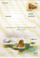 52718- FRAM SHIP ARCTIC EXPEDITION, WALRUS, POSTCARD STATIONERY, 2003, ROMANIA - Arctic Expeditions