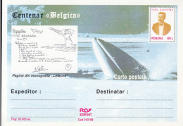 52727- BELGICA ANTARCTIC EXPEDITION, EMIL RACOVITA, WHALE, POSTCARD STATIONERY, 1998, ROMANIA - Expéditions Antarctiques