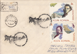 52750- DOG SLED, EXPLORERS, SPECIAL POSTMARK AND STAMPS ON REGISTERED COVER, 1988, ROMANIA - Events & Commemorations