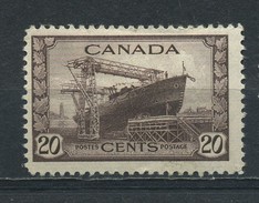 CANADA    1942    20c  Chocolate    MH (heavy Hinged Hence Price) - Unused Stamps
