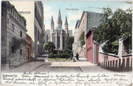 SCHWERIN Mecklenburg Paulskirche Aufgang Ehemalige Kommandantenstraße Color 23.5.1906 Gelaufen - Schwerin