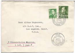 NORUEGA CC PRIMER VUELO DC-8 1960 OSLO LOS ANGELES AL DORSO MAT LLEGADA - Lettres & Documents