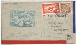 PORTUGAL CC PRIMER VUELO LISBOA A AZORES 1939 AL DORSO MAT HORTA - Lettres & Documents