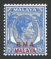 Malaya, BMA, Straits Settlements 15 C. 1945, Sc # 265, Mi # 9y, MH - Malaya (British Military Administration)