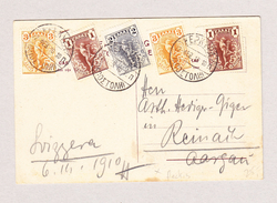 Griechenland KEPKYPA 22.2.1910 Ansichtskarte (Bild Corfou) Nach Reinach AG - Storia Postale