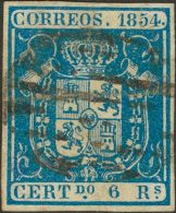 27 º 6 Reales Azul. MAGNIFICO. Cert. EXFIMA. @Edifil 2017: 450€ - Nuevos