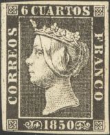 1A * 6 Cuartos Negro (II-6). MAGNIFICO. Cert. EXFIMA. @Edifil 2017: 610€ - Unused Stamps