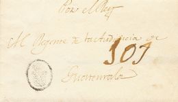 SOBRE (1812ca). MADRID A GUATEMALA. Marca De CORREO REAL (similar A La P.E.42) Y Porteo Manuscrito "101". MAGNIFICA Y MU - ...-1850 Vorphilatelie