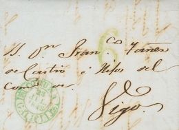 SOBRE 1845. CORUÑA A VIGO. Baeza CORUÑA / GALICIA (Tipo II), En Verde. MAGNIFICA. - ...-1850 Prephilately