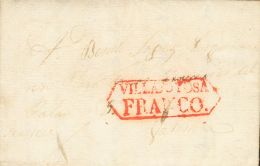 SOBRE 1838. HELLIN (ALBACETE) A VALENCIA. Marca VILLAJOYOSA / FRANCO, Estampada En Tránsito (P.E.5) Edició - ...-1850 Prephilately