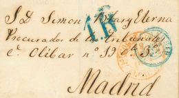 SOBRE 1854. COGOLLUDO A MADRID. Baeza COGOLLUDO / ALCARRIA. MAGNIFICA Y MUY RARA. - ...-1850 Prephilately