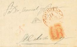 SOBRE 1849. VILLACORTA (SEGOVIA) A ALCALA DE HENARES. Baeza CASTILLEJO / CAST. LA N., En Rojo. MAGNIFICA. - ...-1850 Prephilately