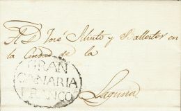 SOBRE 1834. LAS PALMAS DE GRAN CANARIA A LA LAGUNA. Marca GRAN / CANARIA / FRANCO, En Negro (P.E.4) Edición 2004. - ...-1850 Prefilatelia