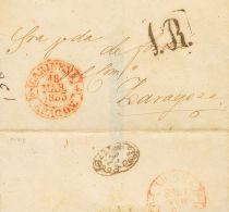 SOBRE 1853. CARIÑENA A ZARAGOZA. En El Frente Baeza CARIÑENA / ARAGON Y Al Dorso Marca "Z", En Negro De Ll - ...-1850 Prephilately