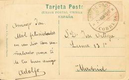56MP SOBRE 1910. 10 Cts Verde Sobre Borde De Hoja. Tarjeta Postal De RIO DE ORO A MADRID. Matasello RIO DE ORO / CORREOS - Otros & Sin Clasificación