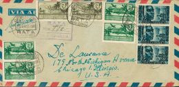 283(2), 288(4), 310(3) SOBRE 1955. Diversos Valores. Certificado De BATA (GUINEA ECUATORIAL) A CHICAGO (U.S.A.) Al Dorso - Sonstige & Ohne Zuordnung