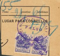 46F(2) FRAGMENTO 10 Pts Violeta, Pareja, Sobre Fragmento. FALSO POSTAL. Matasello FABRICA NACIONAL DE MONEDA Y TIMBRE / - Télégraphe