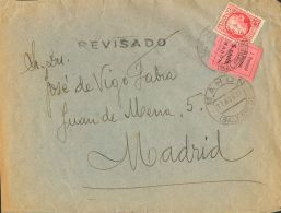 687 SOBRE 1936. 30 Cts Carmín Y 5 Cts Rosa (Tipo I) Local De JUNTA PROVINCIAL DE SOCORROS / MAHON. MAHON A MADRID - Nationalistische Ausgaben