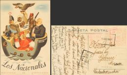 SOBRE 1937. 40 Cts Franqueo Mecánico. Tarjeta Postal Ilustrada De Las Brigadas Internacionales De VALENCIA A BZEN - Emisiones Nacionalistas