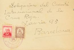 736, 745 SOBRE (1936ca). 40 Cts Carmín Y 5 Cts Castaño. Dirigida A BARCELONA. Matasello 141ª BRIGADA - Emisiones Nacionalistas