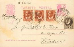 EP69, 662(3), 663 SOBRE 1932. 15 Cts Lila Sobre Tarjeta Entero Postal De MALAGA A POTSDAM (ALEMANIA), Con Franqueo Compl - Sonstige & Ohne Zuordnung