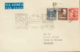 1015/16 SOBRE 1950.  Serie Completa Y 75 Cts Azul De Andorra. MADRID A VALENCIA. Matasello ROMBO DE PUNTOS Y RODILLO, Am - Ungebraucht