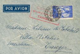 983 SOBRE 1944. 5 Pts Azul. MADRID A TANGER. Matasello MADRID / DIA DEL SELLO Y Marca CENSURA / GUBERNATIVA / TANGER, En - Ungebraucht