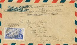 944 SOBRE 1948. 1 Pts Azul. Correo Aéreo De MADRID A VIRGINIA (U.S.A.). En El Frente Marca EMBAJADA DE LOS ESTADO - Nuevos