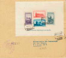 847 SOBRE 1938. Hoja Bloque. Certificado De BURGOS A PARIS (FRANCIA). Al Dorso Llegada. MAGNIFICA Y RARA VERDADERAMENTE - Ongebruikt