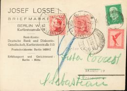 495, 312 SOBRE 1930. Sellos De Alemania De 5 P Verde Y 10 P Rosa. Tarjeta Postal De BERLIN A MADRID, Reexpedida A SAN SE - Ungebraucht