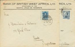 319, 497 SOBRE 1930. Conjunto De Dos Cartas De SANTA CRUZ DE TENERIFE A LEEDS (INGLATERRA), Y Franqueadas Con El 40 Cts - Ungebraucht