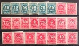 * Serie Completa, Veinte Valores (entre El 30 Cts Y El 10 Pts), En Parejas. SIN DENTAR. MAGNIFICA Y MUY RARA EN PAREJAS. - Unused Stamps