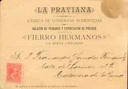 218 SOBRE 1900. 10 Cts Bermellón. Tarjeta Postal (sin Matasellar) Publicitaria De La Casa "LA PRAVIANA" De LA ARE - Neufs