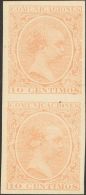 217P(2) (*) 10 Cts Castaño Amarillento, Pareja Vertical. PRUEBA DE COLOR (probablemente De Ajuste, El Color Es Mu - Unused Stamps