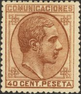 195 (*) 40 Cts Castaño. Excepcional Color Y Muy Bien Centrado. MAGNIFICO. Cert. CEM. @Edifil 2017: 240€ - Nuevos