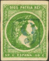 160 º 50 Cts Verde (claridad Sólo Indicada A Título Informativo). Matasello Numeral "19", De Nachit&u - Carlistas