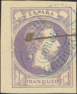 158 º 1 Real Violeta. Matasello Oval LASTAOLA / CORREOS / GUIPUZCOA, En Violeta. MAGNIFICO. @Edifil 2017: 415€ - Carlistes