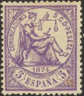 144 (*) 5 Cts Violeta. MAGNIFICO. Cert. COMEX. @Edifil 2017: 53€ - Ungebraucht