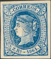 68 * 2 Reales Azul. Enormes Márgenes Y Color Muy Intenso. PIEZA DE LUJO. @Edifil 2017: 64€ - Postfris – Scharnier