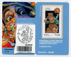 TESSERA  FILATELICA  2015   CARNEVALE  DI  SCIACCA   BARRE 7458 - Philatelic Cards